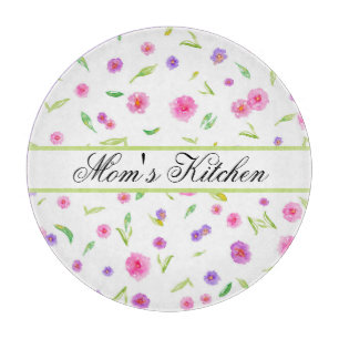 Personalized Floral Glass Chopping Board – Gift