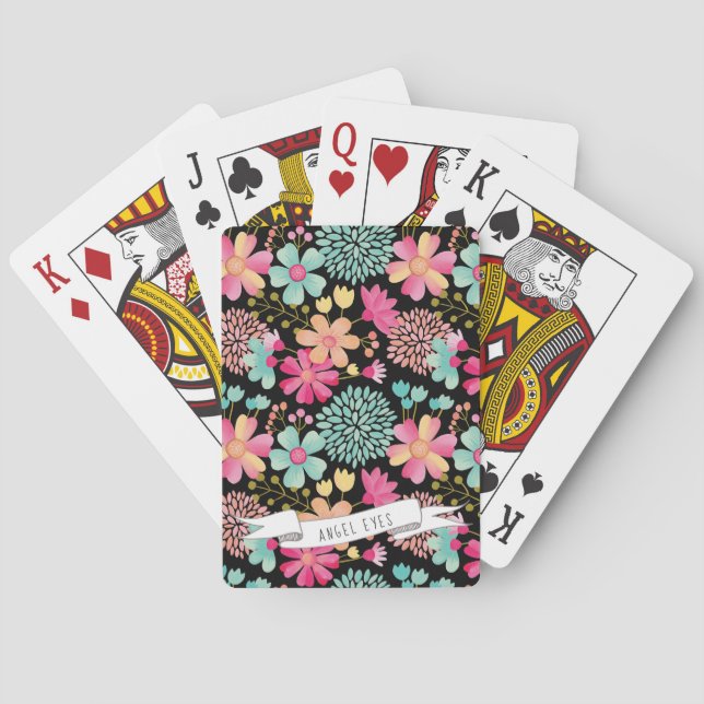 Personalized Floral Gouache Gift Pack Poker Cards (Back)