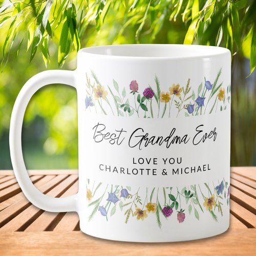 Personalized Floral Grandma Coffee Mug