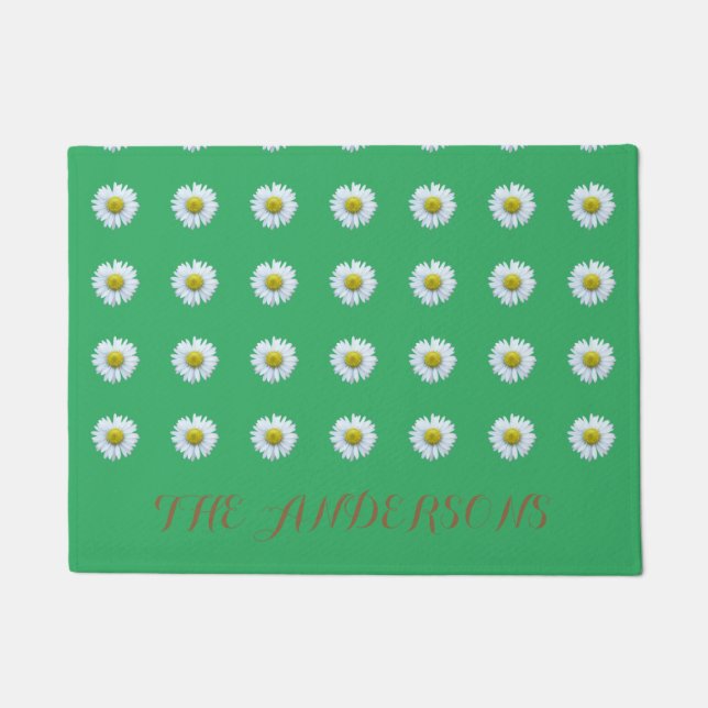 Personalized Floral Green  Doormat (Front)