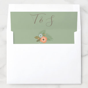 Personalized floral green envelope liner