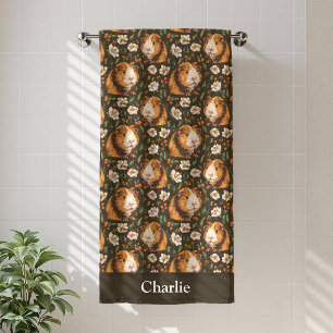 Personalized Floral Guinea Pig Bath Towel