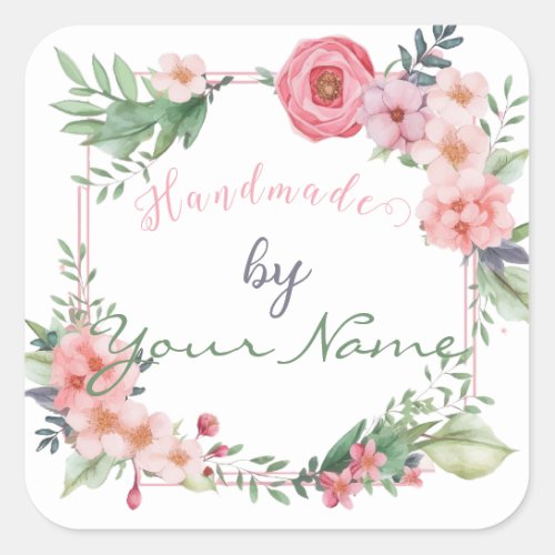 Personalized Floral Handmade By Sticker