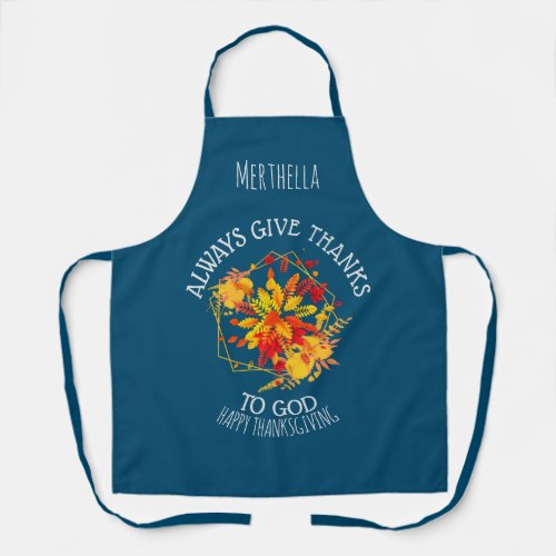 Personalized Floral Happy Thanksgiving Christian Apron
