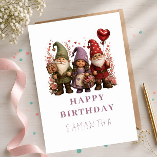 Personalized Floral Heart Balloon Birthday Card
