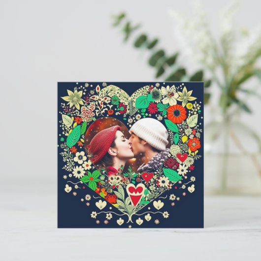 Personalized Floral Heart Frame Romantic Gift (Standing Front)