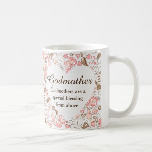 Personalized Floral Heart Godmother Coffee Mug