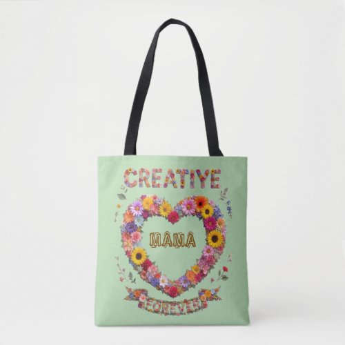 Personalized Floral Heart Mama Forever – Custom Mo Tote Bag