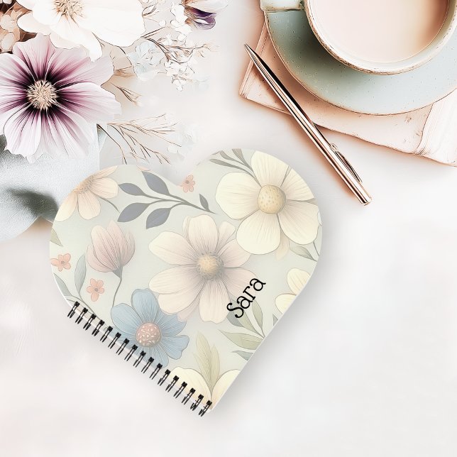 Personalized Floral Heart-Shaped Notebook (Creator Uploaded)