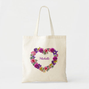 gallery tote with heart floral print