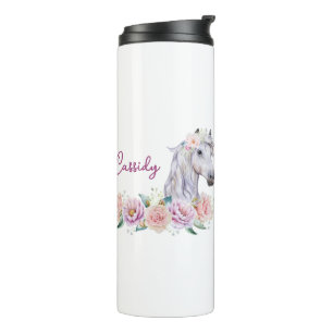 Personalized Floral Horse Thermal Tumbler