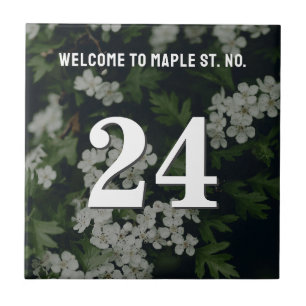Personalized Floral House / Apartment Number Ceramic Tile
