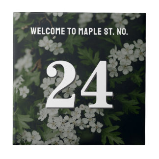 Personalized Floral House / Apartment Number Ceramic Tile