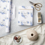 Personalized Floral Hydrangea Wedding  Wrapping Paper<br><div class="desc">Blue & lavender watercolor hydrangea gold heart surrounding your choice of names make this the perfect for wrapping all your bridal shower &  wedding gifts.  Just lovely. Perfect for your wedding or special occasion.</div>