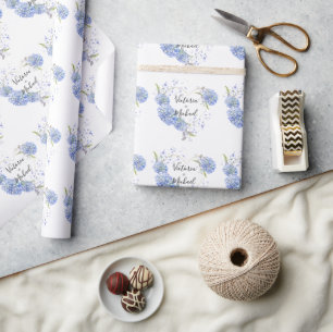 Personalized Floral Hydrangea Wedding  Wrapping Paper