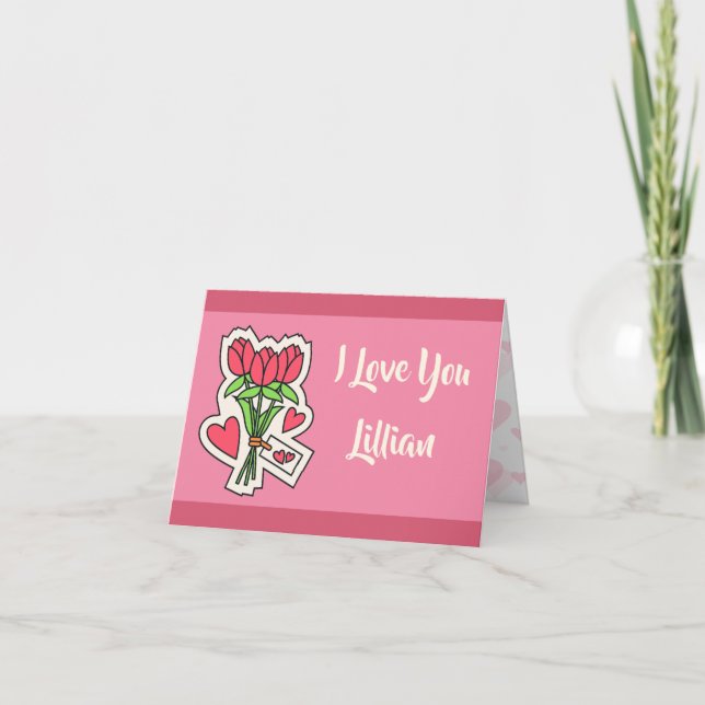 Personalized Floral I Love You Valentines Day Card (Front)