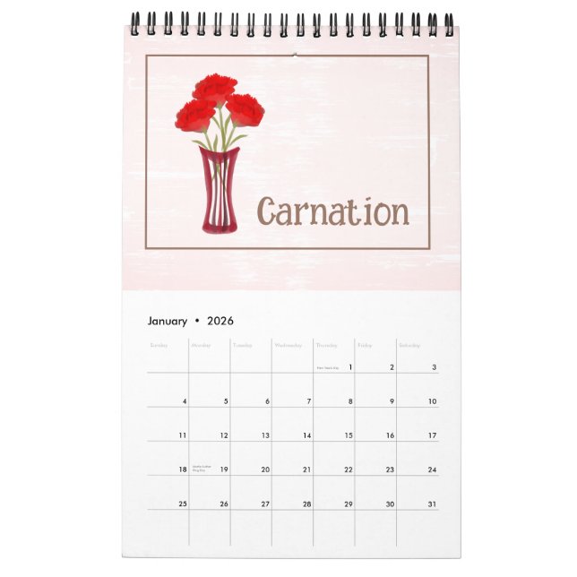 Personalized Floral Illustrations Calendar (Jan 2026)