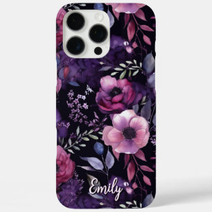 Personalized Floral in Purple and Pink Watercolor iPhone 16 Pro Max Case