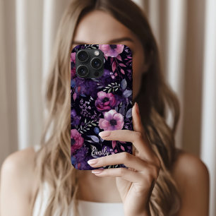 Personalized Floral in Purple and Pink Watercolor iPhone 16 Pro Max Case