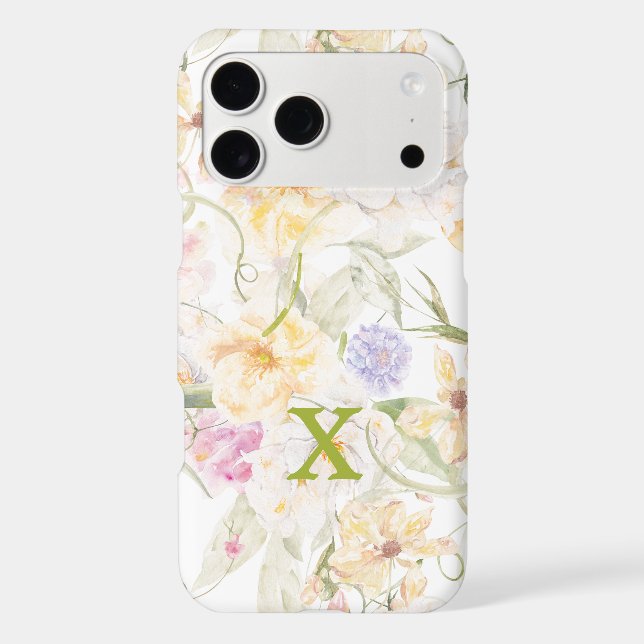 Personalized Floral Initial _ Custom Letter iPhone Case (Back)