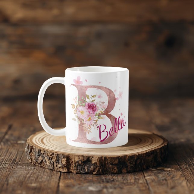 Personalized Floral Initial Mug – Letter B (Creator Uploaded)