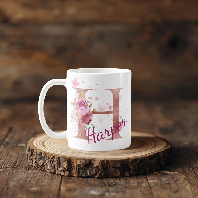 Personalized Floral Initial Mug – Letter H (Creator Uploaded)