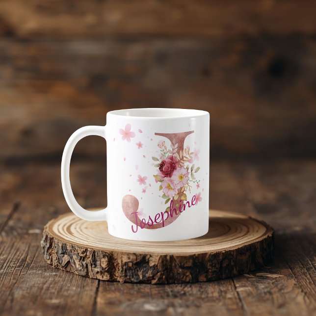Personalized Floral Initial Mug – Letter J (Creator Uploaded)