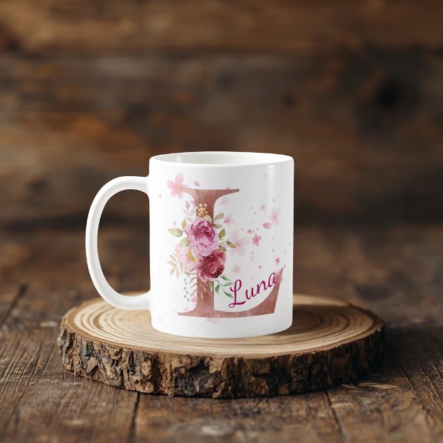 Personalized Floral Initial Mug – Letter L (Creator Uploaded)