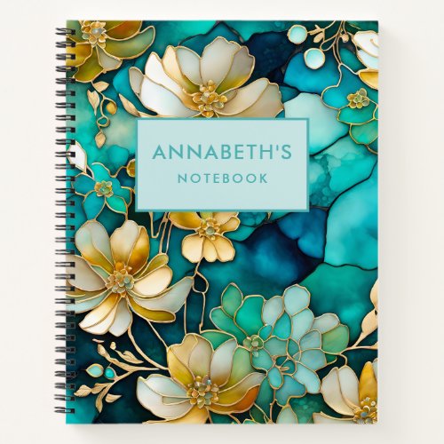 Personalized Floral Ink Art Spiral Notebook