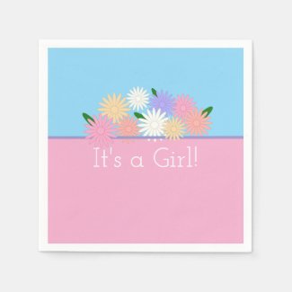 Personalized Floral It's a Baby Girl Pink and Blue