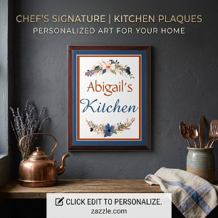 Personalized floral kitchen Plaque