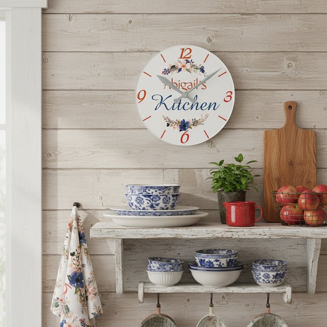 Personalized floral kitchen round clock (Creator Uploaded)