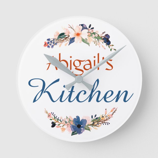 Personalized floral kitchen round clock (Front)
