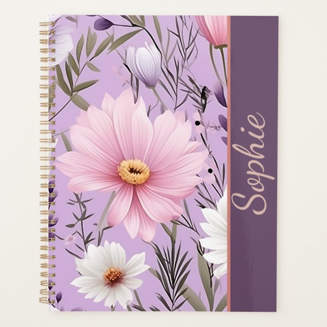 Personalized Floral Lavender Planner with Name (Front)