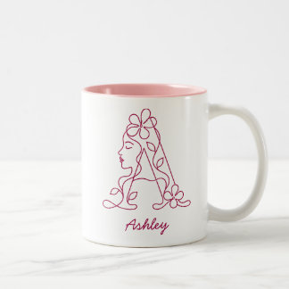 Personalized Floral Letter A Mug | Custom Name