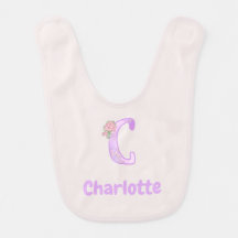 Personalized Floral Letter C Baby Bib