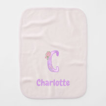 Personalized Floral Letter C Burp Cloth