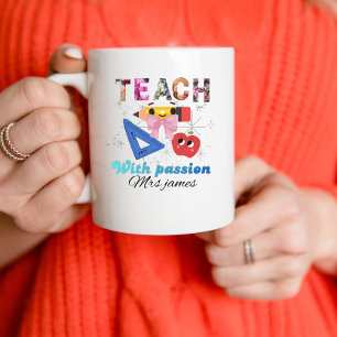 Personalized floral letter coquette bow teacher mug