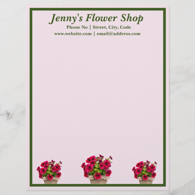 Personalized Floral Letterhead Stationery (Front)