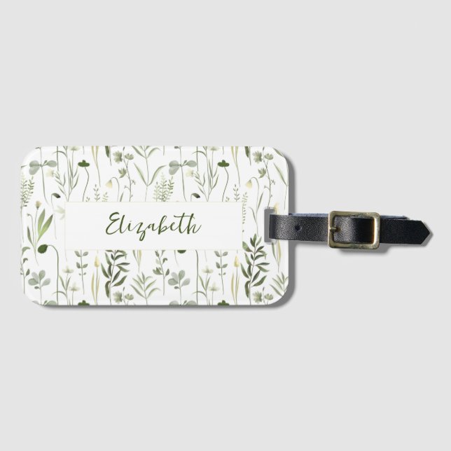 Personalized Floral Luggage Tag (Front Horizontal)