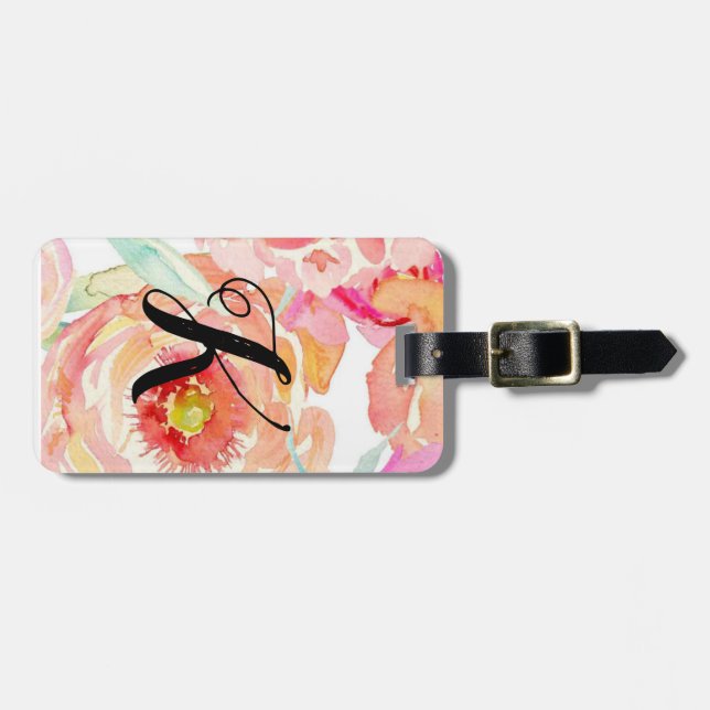 Personalized Floral Luggage Tage Luggage Tag (Front Horizontal)