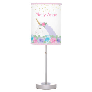 Personalized Floral Magical Unicorn table Lamp