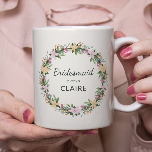 Personalized Floral Maid of Honor Mug (Creator Uploaded)