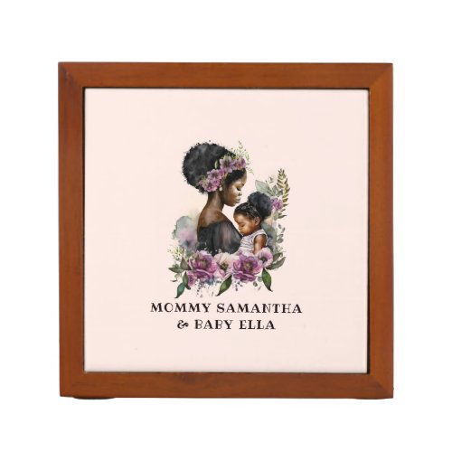 Personalized Floral Mom and Baby 3 Desk Organizer