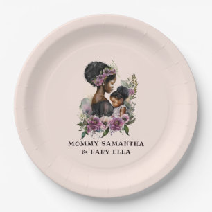 Personalized Floral Mom and Baby (3) Paper Plates