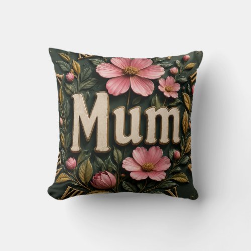 Personalized Floral Mom Elegant Mother's Day Gift Throw Pillow