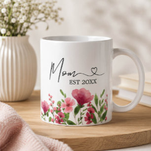 Personalized Floral Mom Mug – EST Year Gift