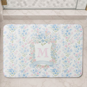 Personalized Floral Monogram Bath Mat