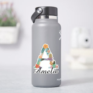 Personalized Floral Monogram Custom Name Botanical Sticker