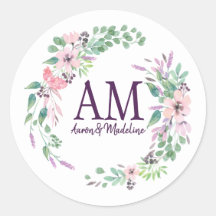 Personalized Floral Monogram Fresh Spring Foliage